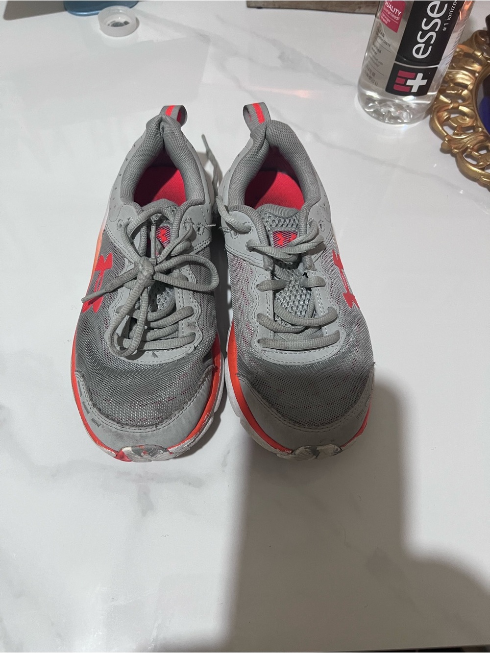 Under Armour Gray Sneakers with Coral Accents